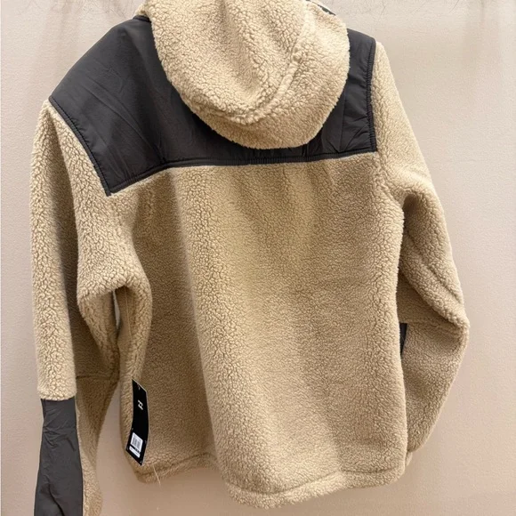 Billabong Beige Sherpa Jacket with Olive Trim - Picture 3 of 4